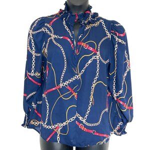 Women's blue graphic blouse in size 2X